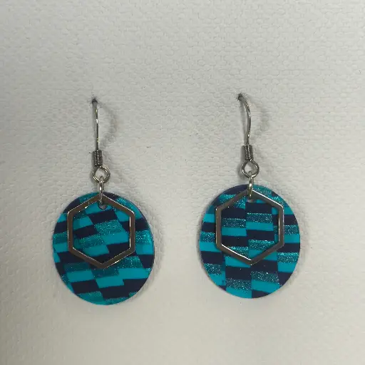 [822] Boucles d'oreilles en pâte Fimo Bleue