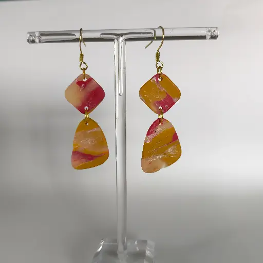 [658] Boucles d'oreilles en pâte Fimo Marbré