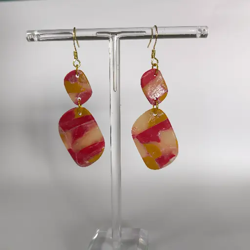 [656] Boucles d'oreilles en pâte Fimo Marbré