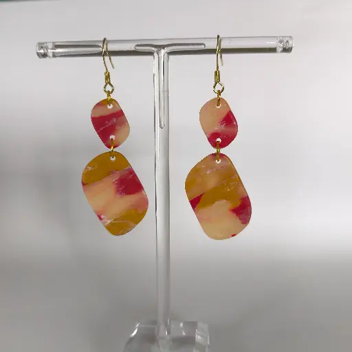 [655] Boucles d'oreilles en pâte Fimo Marbré