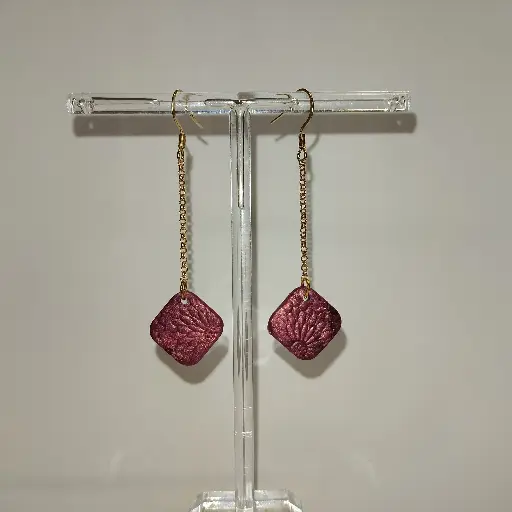 [632] Boucles d'oreilles en pâte Fimo Losange