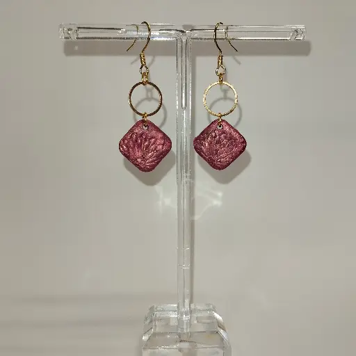 [631] Boucles d'oreilles en pâte Fimo Losange