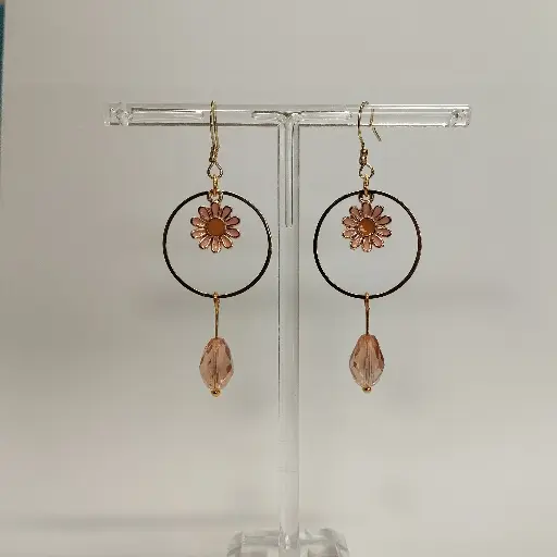 [615] Boucles d'oreilles thème Abeille et Fleur
