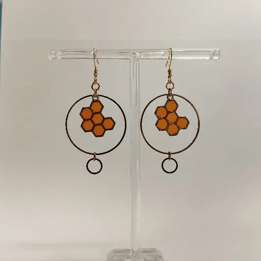 [612] Boucles d'oreilles thème Abeille et Fleur