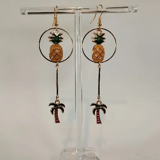 [569] Boucles d'oreilles thème Ananas et Palmier