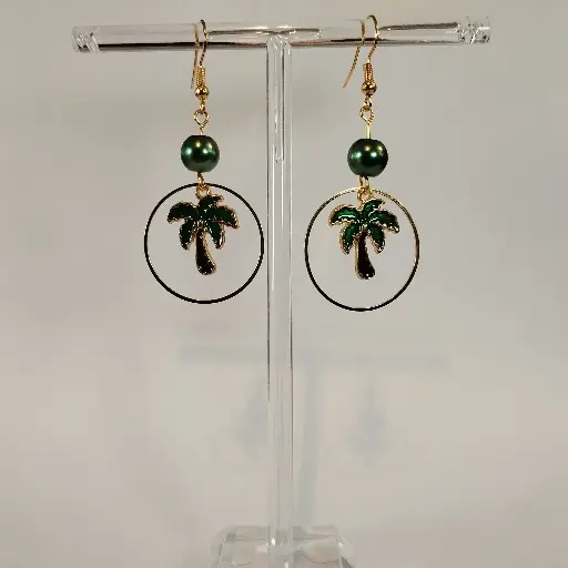 [568] Boucles d'oreilles thème Ananas et Palmier
