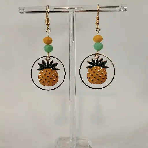 [562] Boucles d'oreilles thème Ananas et Palmier