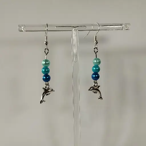 [535] Boucles d'oreilles Fantaisie 3 Perles