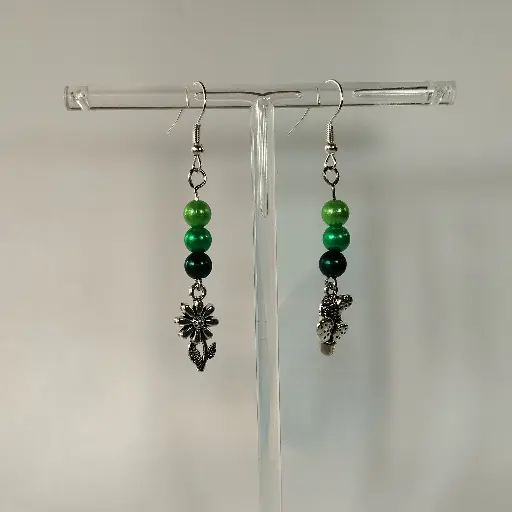 [534] Boucles d'oreilles Fantaisie 3 Perles