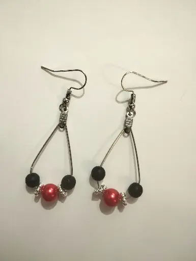 [460] Boucles d'oreilles Pierre de Lave