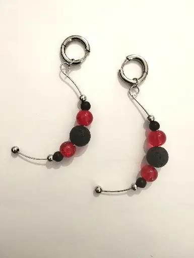 [430] Boucles d'oreilles Pierre de Lave